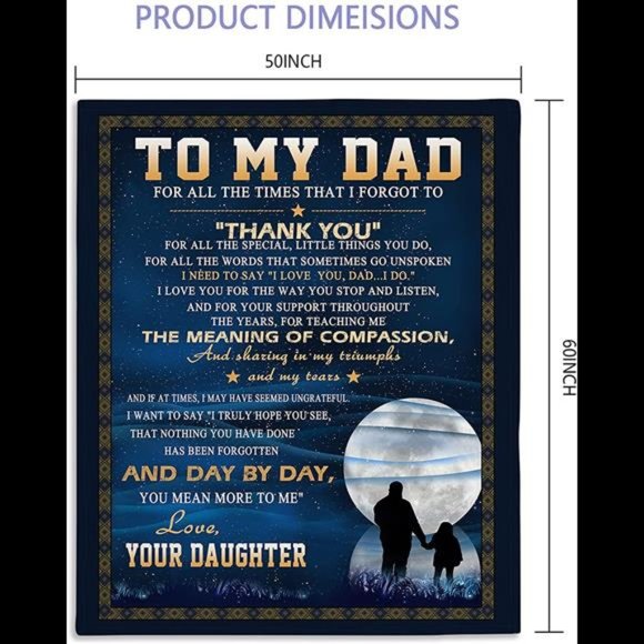 To My Dad from Daughter Flannel Fleece Throw Blanket 60"x50" - Picture 6 of 7